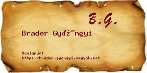 Brader Gyöngyi névjegykártya